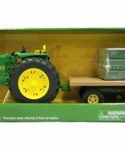 JD BIG FARM 4020 TRACTOR W HAY WAGON BAL