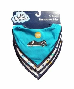 BIG SOFTIES 3 PK BANDANA BIBS BOY CAR