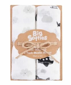 BIG SOFTIES 2 PK MUSLIN WRAPS CLOUD