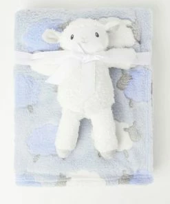 SNUGTIME FLEECE BLANKET W PLUSH BLUE