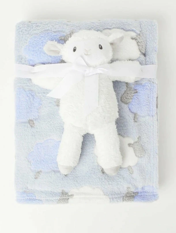 SNUGTIME FLEECE BLANKET W PLUSH BLUE 1 SNUGTIME FLEECE BLANKET W PLUSH BLUE