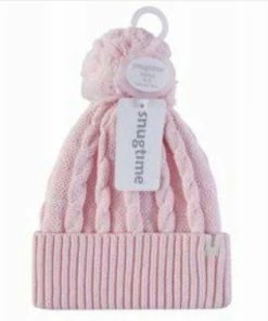 SNUGTIME COTTON CABLE BEANIE PINK MED