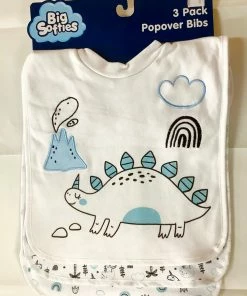 BIG SOFTIES 3 PK POPOVERS BIBS BOY DINO