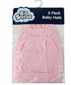 BIG SOFTIES 3 PK BABY HATS PINK