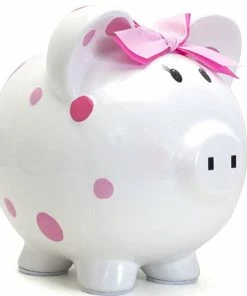 PIGGYBANK PINK POLKA DOT