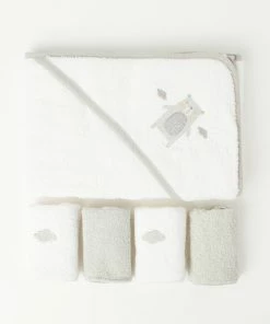 SNUGTIME HOODED TOWEL & 4 WASH GREY