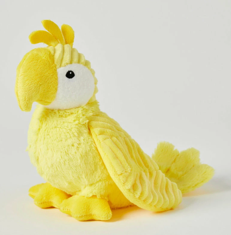 PILBEAM CORD PLUSH PARROT YELLOW 1 PILBEAM CORD PLUSH PARROT YELLOW