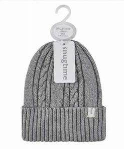 SNUGTIME COTTON CABLE BEANIE GREY MED