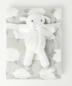 SNUGTIME FLEECE BLANKET W PLUSH GREY