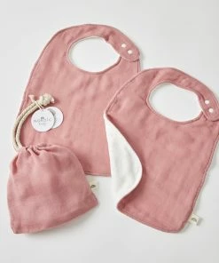 PILBEAM DBL MUSLIN BIBS 2PK ROSE