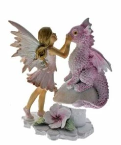 CHLOES GARDEN FAIRY W DRAGON PINK STAND