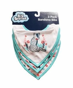 BIG SOFTIES 3 PK BANDANA BIBS GIRL LEOP
