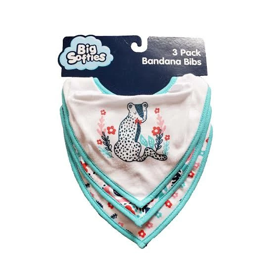 BIG SOFTIES 3 PK BANDANA BIBS GIRL LEOP 1 BIG SOFTIES 3 PK BANDANA BIBS GIRL LEOP
