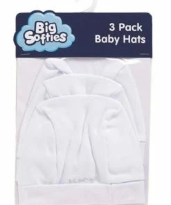 BIG SOFTIES 3 PK BABY HATS WHITE