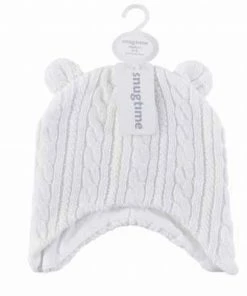 SNUGTIME CABLE EARMUFF BEANIE CREAM SML